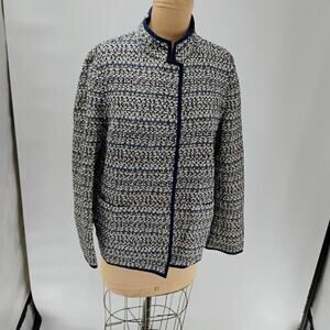 LAFAYETTE 148 Regatta Multi color Cotton Blend Snap Button Jacket tweed academia